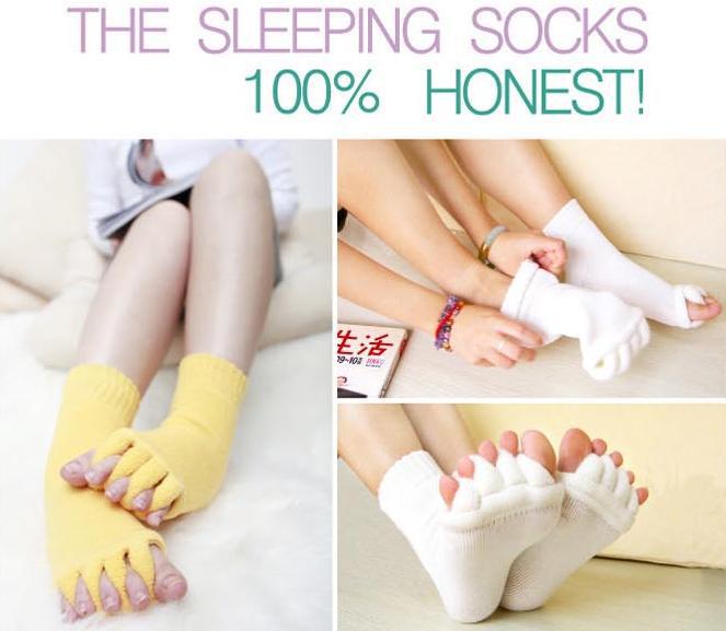 DHL Free Shipping 120pairs/lot Happy Feet Foot Alignment Socks As Seen On TV Comfy Toes Sleeping Socks Massage Five Toe Socks