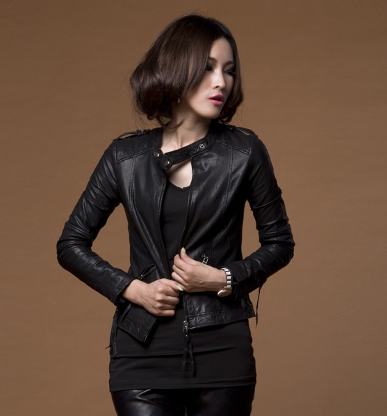 DHL free shipping 2013 autumn and winter women's sheepskin leather clothing short design slim outerwear OL outfit motorcycle