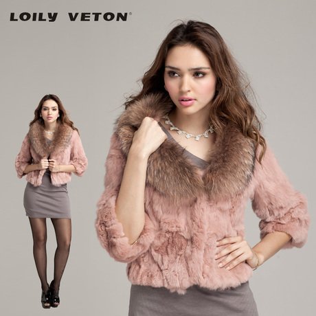 DHL free shipping Ladies fur coat winter new rabbit raccoon fur collar leather jacket