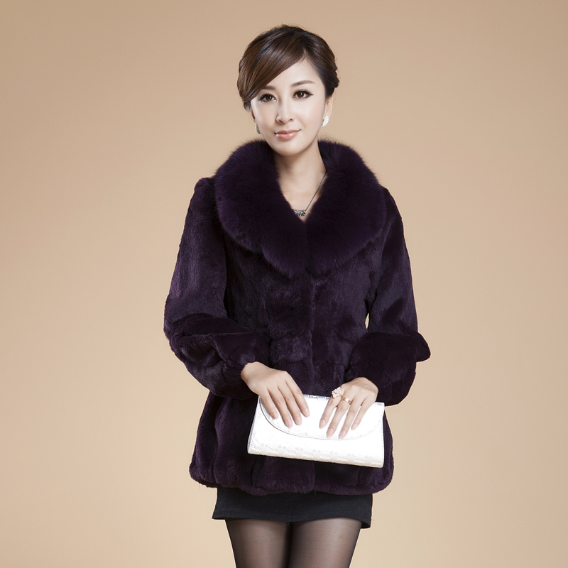 DHL free shipping, Medium-long fox women's high quality rabbit fur coat