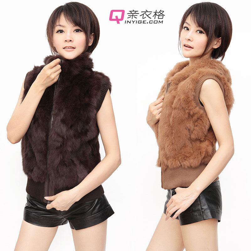 DHL free shipping Rabbit fur coat hooded vest short design women's vest 2013 autumn new arrival