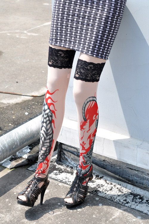 DHLfree shipping+Tiger Ferocity Tattoo Stockings