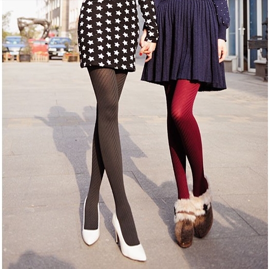 diagonal striped velvet stereo ladies pantyhose bottoming socks stockings in five colors