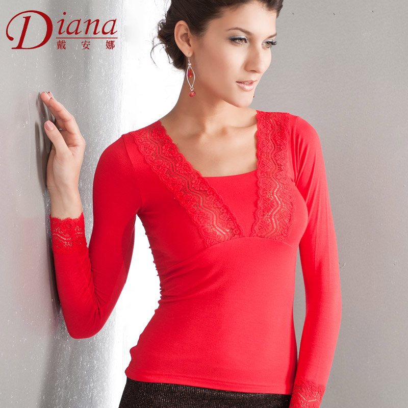 Diana thin tencel lace V-neck thermal beauty care underwear top 2477 v1