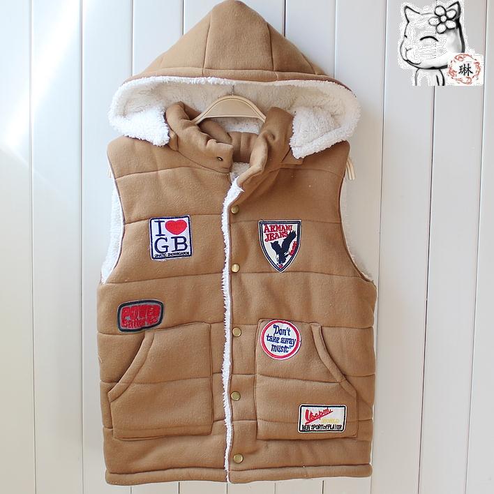 Discontinuing with a hood detachable fashion autumn and winter vest wadded jacket vest cotton vest female berber fleece vest