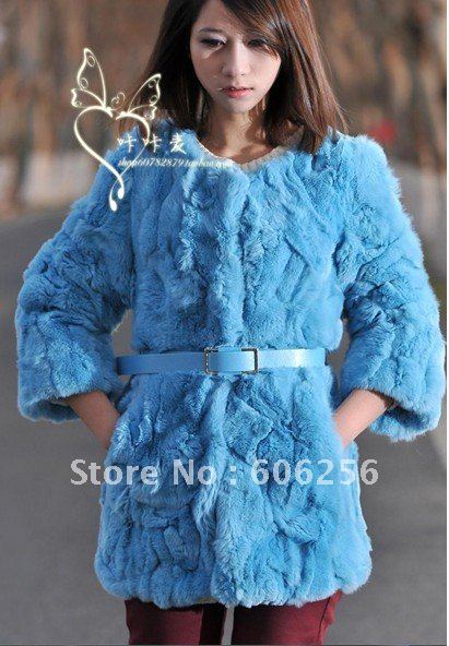 discount-2012 new fashion mid-length style rabbit Fur coat,winer jacket,lady jacket,8 colors cheap price