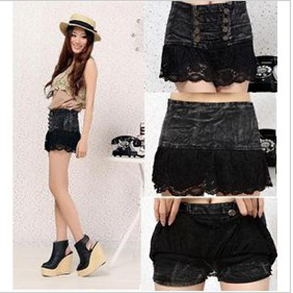 Discount!!lace cheap vintage high waist jean shorts denim for women trendy rompers women sexy print jean women 2013 summer