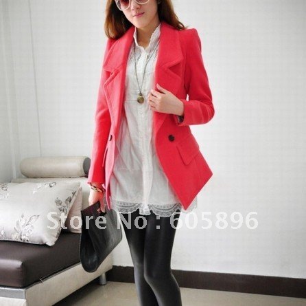 Discount! Ladies' coat/fashion style winter coat balck red S size Flannel -Free shipping- 34$/pc