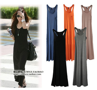 DISCOUNT Retial 2013 New Fashion Multicolor Cotton Maxi Dress Women's Casual Solid Bohemian Vest Dress