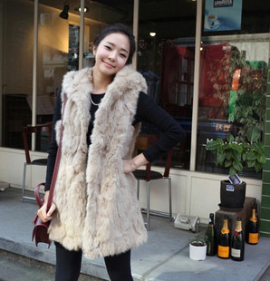 Discount winter trend women's rabbit sweater vest fur coat vest outerwear