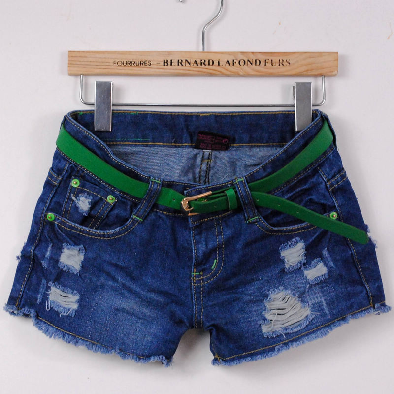 Distrressed butt-lifting female fashion loose denim shorts 630