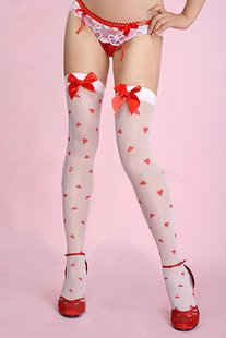 Dl bow straight stockings q7933 white