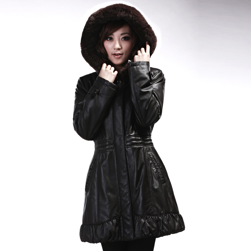 Dn middot . gr2012 autumn and winter fashionable casual rex rabbit hat plus cotton medium-long leather clothing women's plus