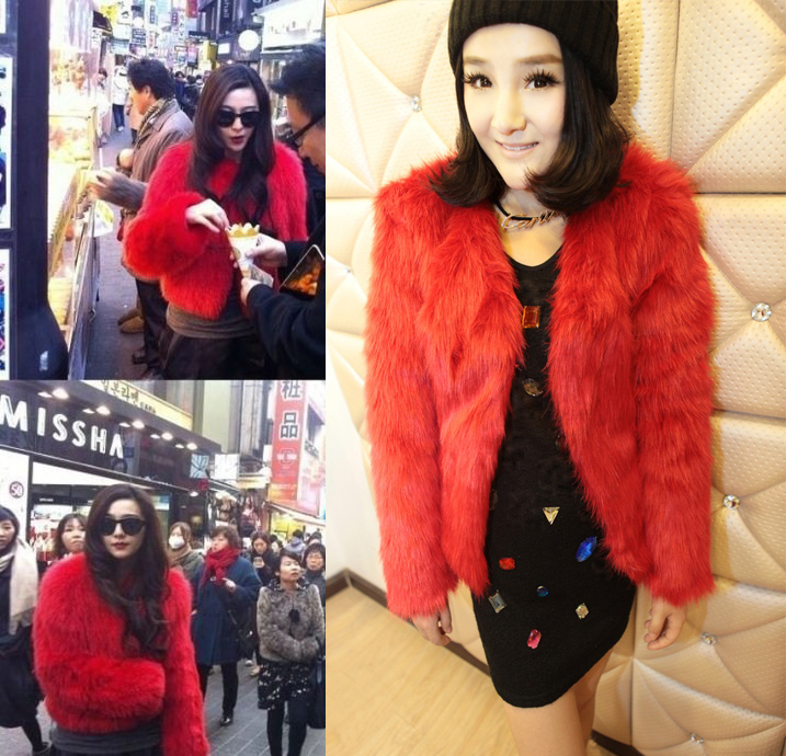 Doll 2012 winter Women faux fur coat short design fur female slim w6008