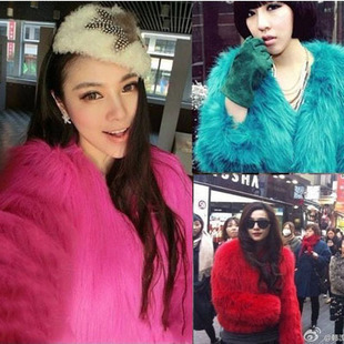 Doll 2012 winter Women faux fur short coat design fur female slim w6008