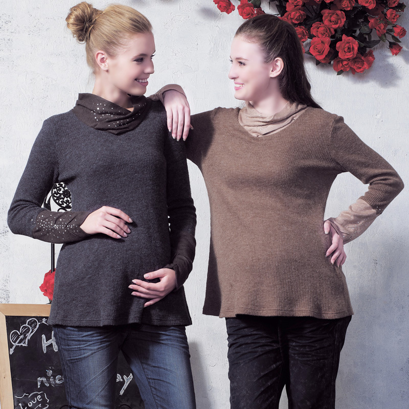 Don cotton cb43 maternity clothing at random heap turtleneck thin yarn basic maternity top