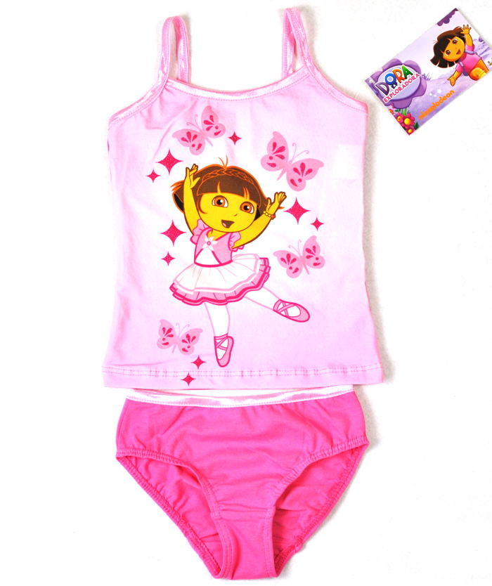 Dora 100% cotton underwear set spaghetti strap triangle panties basic home set summer girls clothing