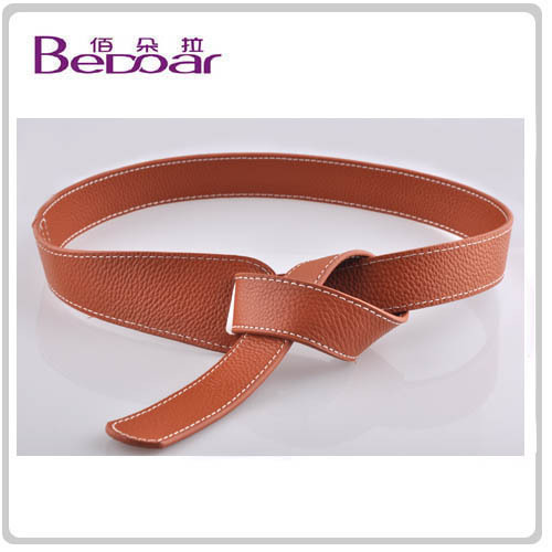 Dora double layer cowhide tieclasps genuine leather belt metal anti-allergic strap