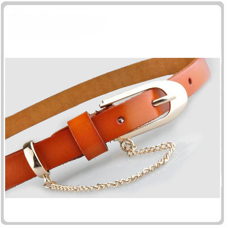 Dora fashion rose gold chain women's belt white collar all-match genuine leather strap