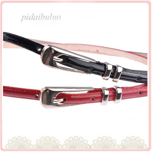 Dora fashion tenuity japanned leather women's belt exquisite slender buckle women's strap