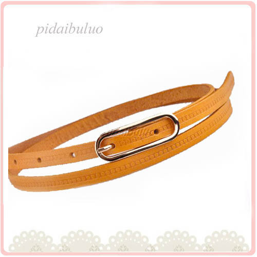 Dora genuine leather ultrafine tieclasps women's belt genuine leather oval buckle small strap