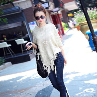 Double 12 british style cloak cape cutout sweater outerwear mantissas cloak sweater female