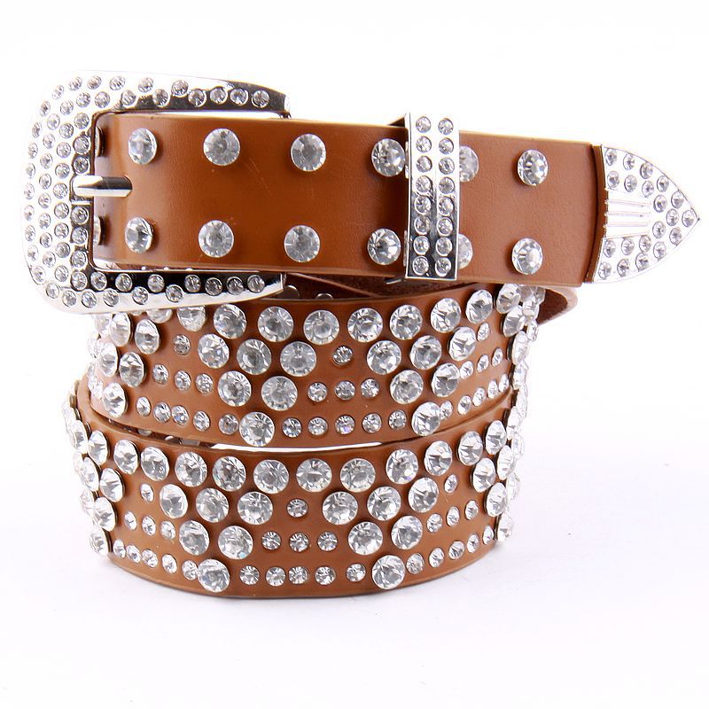 Double 12 lengthen rhinestone belt female genuine leather strap Women full rhinestone crystal women's belt