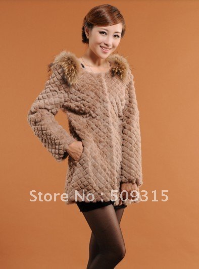 Double 2013 raccoon fur coat rabbit fur female medium-long rabbit mink fur garment leather outerwear free shipping