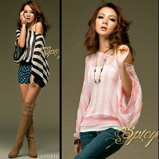 Double atthere e 8520 autumn casual fashion straight grained wide-sleeved 260g loose sweater