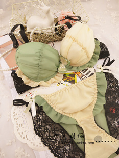 Double faces little lotus leaf side butterfly gathering knot bra japanese series cut cleanlily