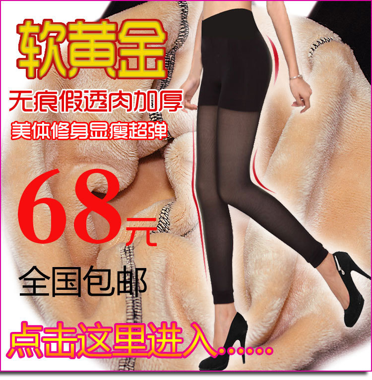 Double layer koala velvet sexy meat legging warm pants repair wire b25