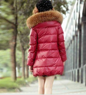 Down coat winter outerwear large fur collar down coat medium-long female pu leather coat free shipping