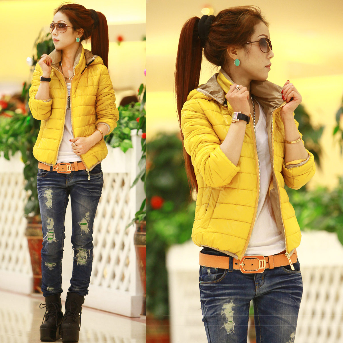 Down coat women AYILIAN down coat 2012 winter short design hooded school wear outerwear