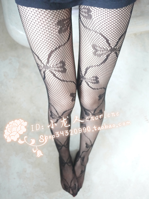 Dragonfly or big bow pattern vintage fishnet stockings lace socks sexy pantyhose rompers net ladies' tights 614 freeshipping