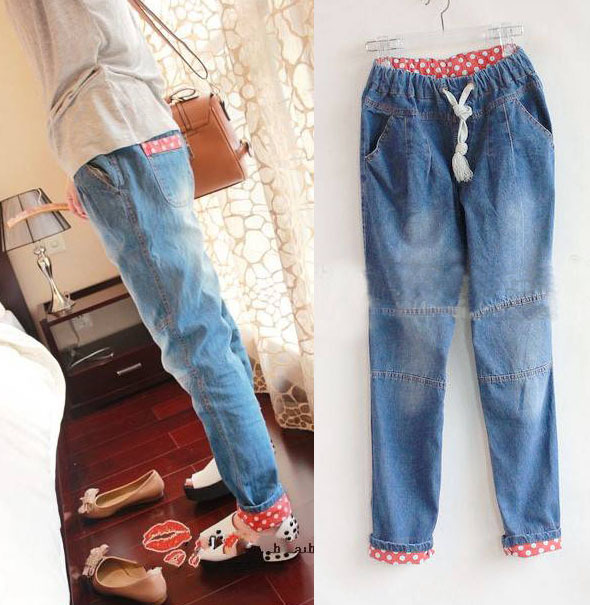 Drawstring casual trousers jeans 11800 free shipping