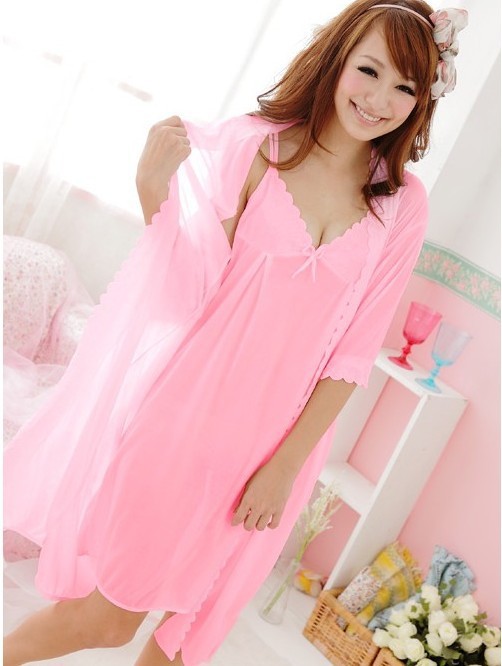 dress+cardigan 2 pieces set Free shipping 2013 pajamas for women,4 colors Ice silk sleepwear,Summer sexy women nightgowns