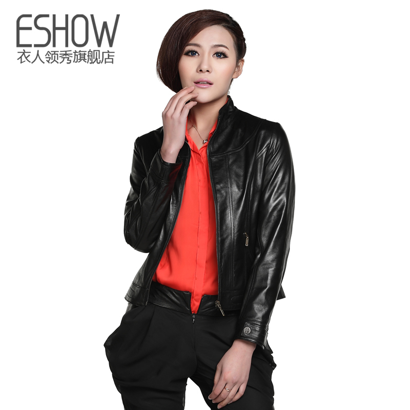 Drop/Free Shipping by DHL Big 2012 genuine leather clothing short design female sheepskin slim outerwear