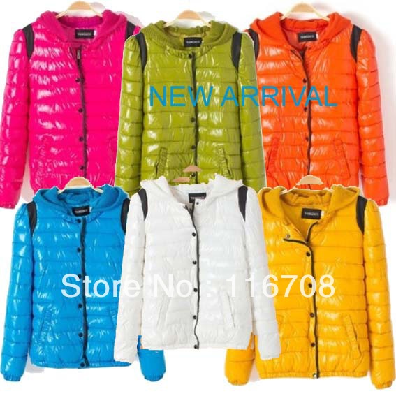 DROP shipping 2012 snow wear patchwork hooded Thicken down outerwear coat elegant cotton-padded jacket for women CO-031