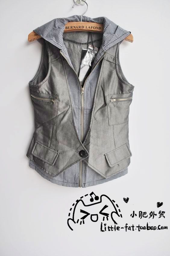 Drop shipping 2013 0516 small suit paragraph hooded vest handsome ! 0.3kg -tt