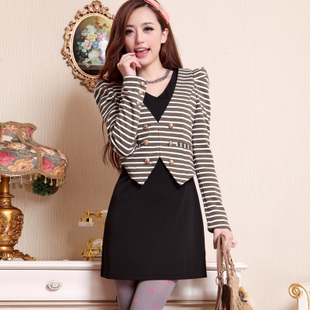 Drop shipping 2013 51441207 j fashion gentlewomen stripe outerwear slim blazer -wxz