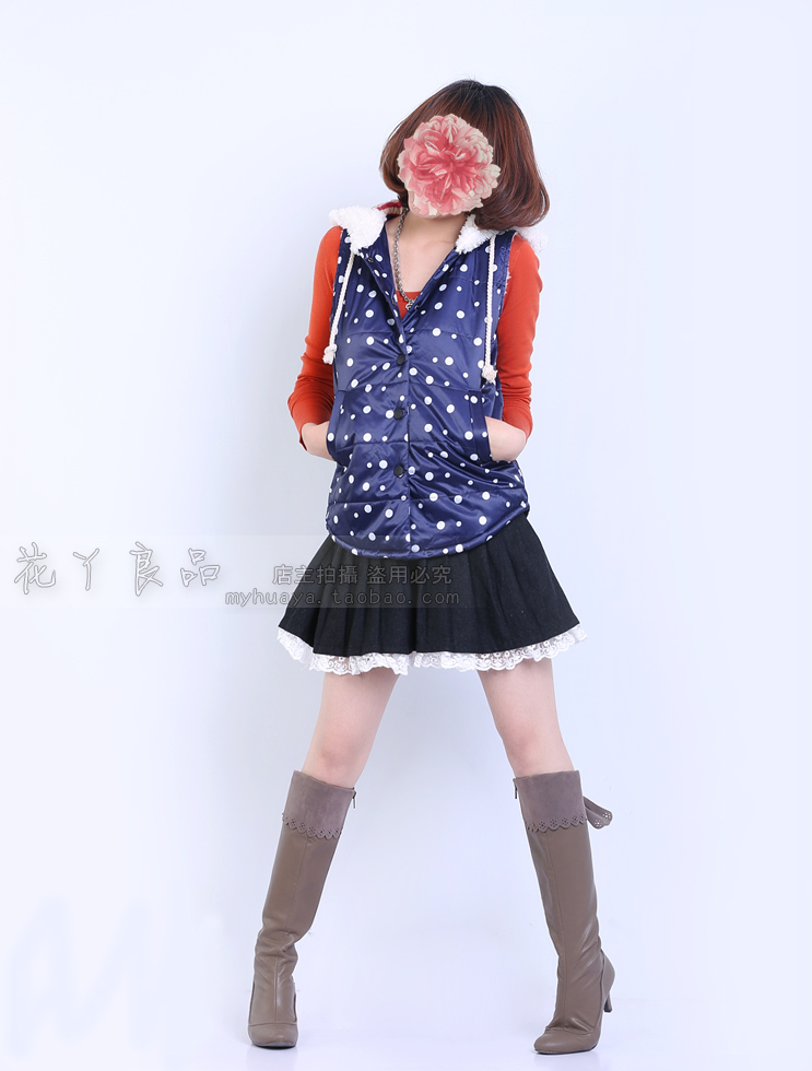 Drop shipping 2013 A09-01-1725 polka dot berber fleece cotton vest 485 -vt