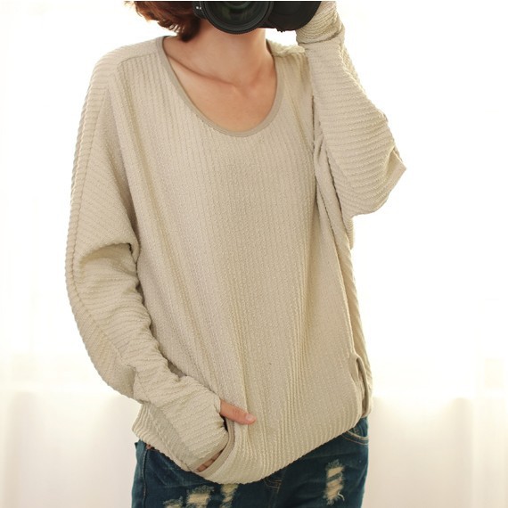 Drop shipping 2013  all-match loose pullover dactylotheca outerwear top batwing shirt pattern knitted coat -tx