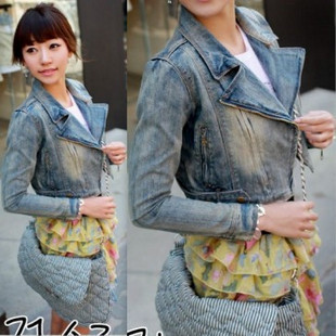 Drop shipping 2013  autumn and winter clothes women's clothes slim short denim cardigan short jacket -jk