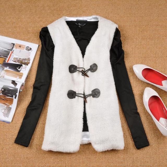 Drop shipping 2013  autumn and winter female vest style berber fleece fabric horn button casual all-match 0.2 -vt