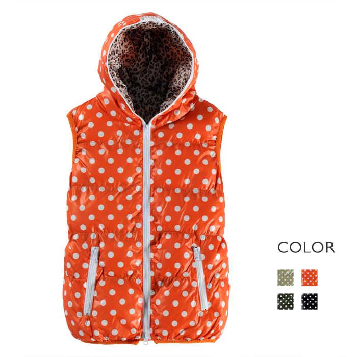 Drop shipping 2013 Candy color with a hood polka dot sleeveless cotton-padded jacket vest jacket coat women's -vt