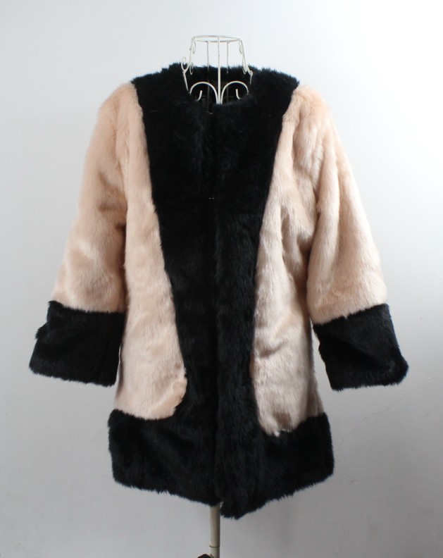 Drop shipping 2013 Colorant match fur coat preppy style small pink rabbit fur medium-long fur coat -jk