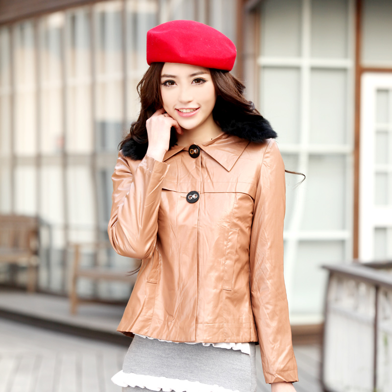 Drop shipping 2013 E1849008 veryni fashion fur collar long-sleeve personalized leather clothing