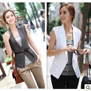 Drop shipping 2013 Hot-selling  women's spring and summer vest fashion one button women's suit collar slim vest -vt