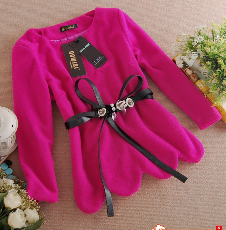 Drop shipping 2013 Ladies elegant new arrival buddhistan red laciness wave edge sweet woolen outerwear top -jk