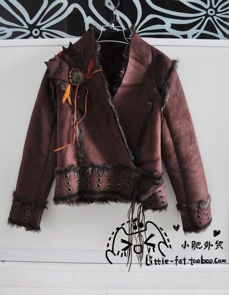 Drop shipping 2013 National trend faux leather fleece thickening patchwork short jacket 0.9 -jk